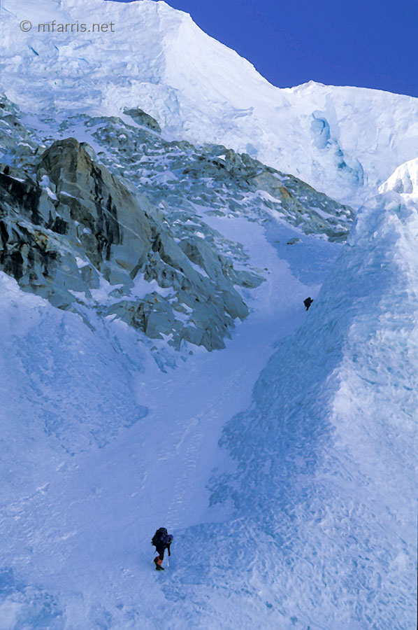 Descending the Ice Building couloir.